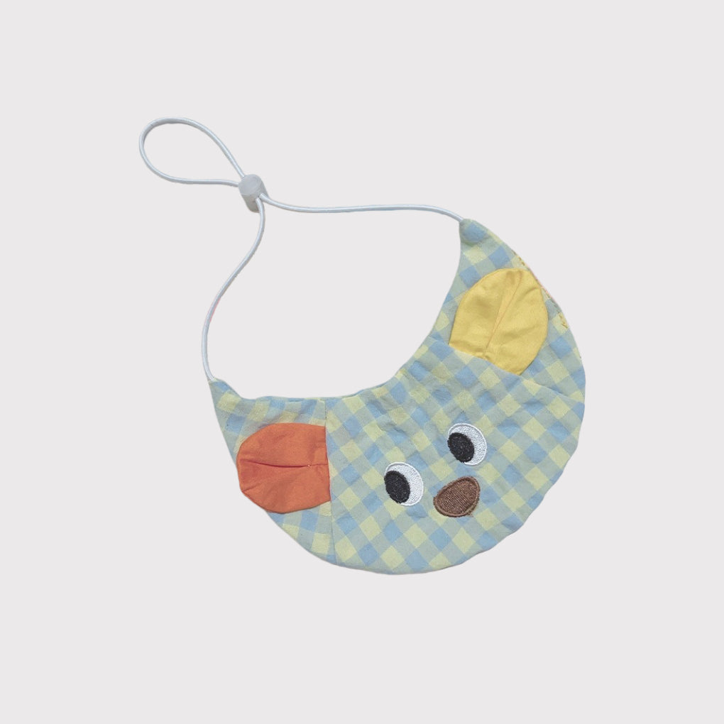 Pawful Moments cute cartoon dog ear green pet bib with pastel colors and playful design for dogs and cats