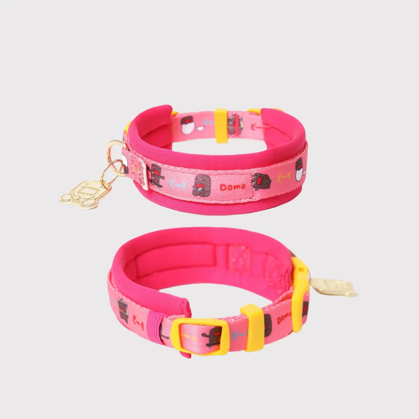 Pink adjustable pet collar with padded lining and D-ring by Pawful Moments