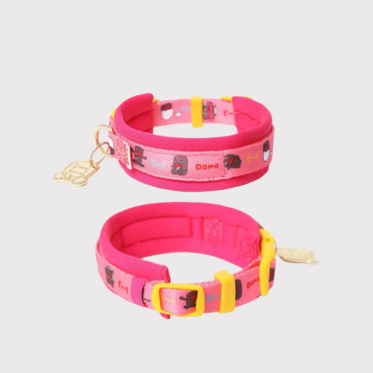 Pink adjustable pet collar with padded lining and D-ring by Pawful Moments