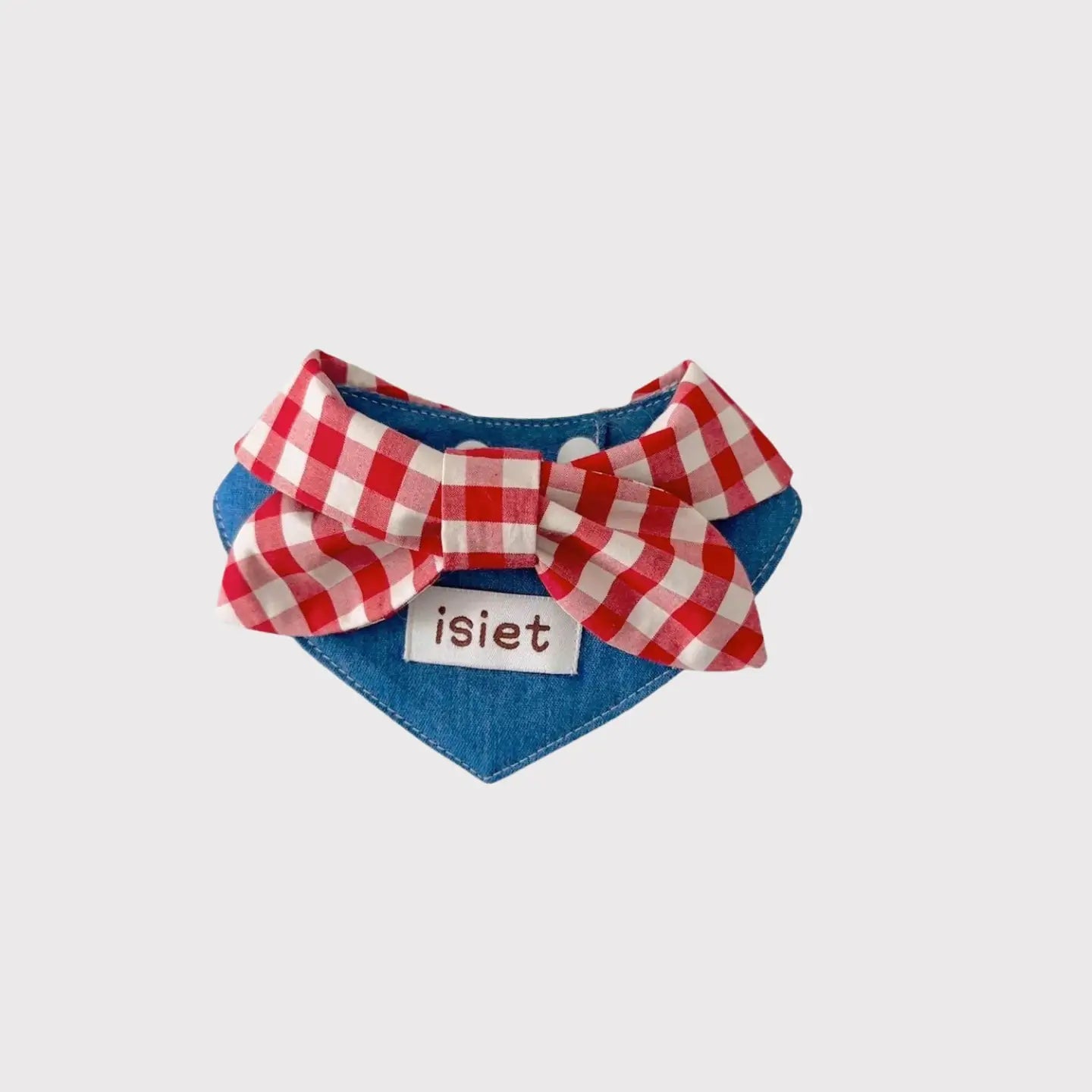 Pawful Moments bowtie pet bandana with red check pattern for dogs and cats