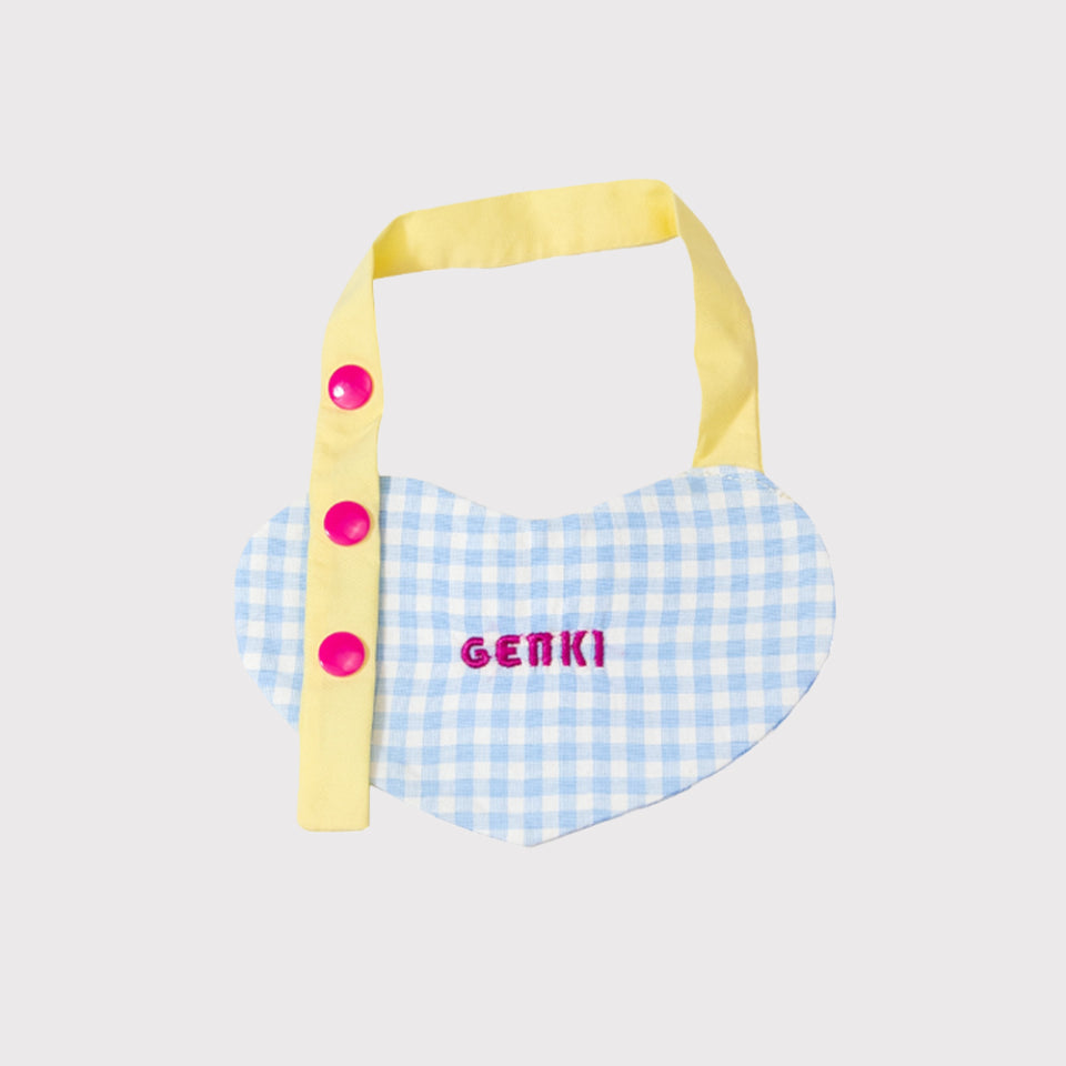 Pawful Moments adjustable blue sweet pet bandana with pastel gingham pattern for dogs and cats