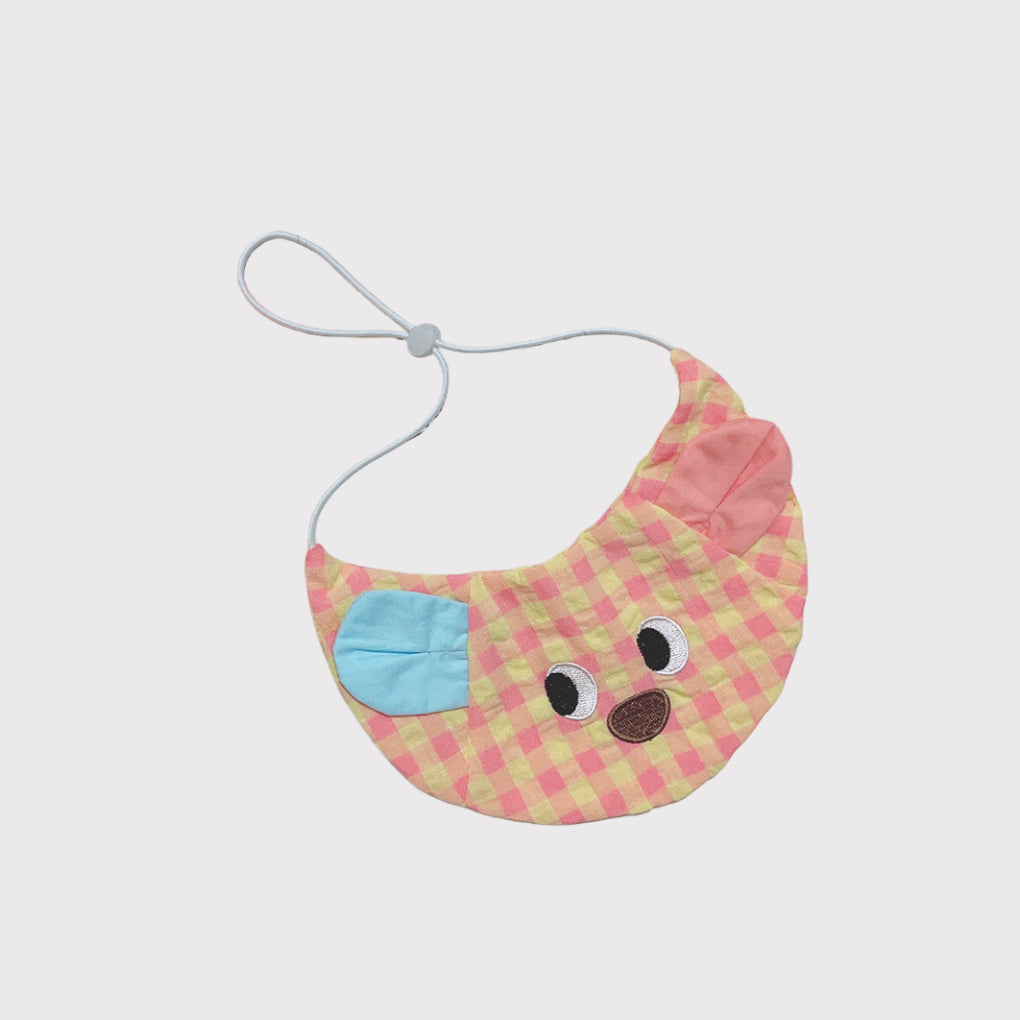 Pawful Moments cute cartoon dog ear orange pet bib with pastel colors and playful design for dogs and cats