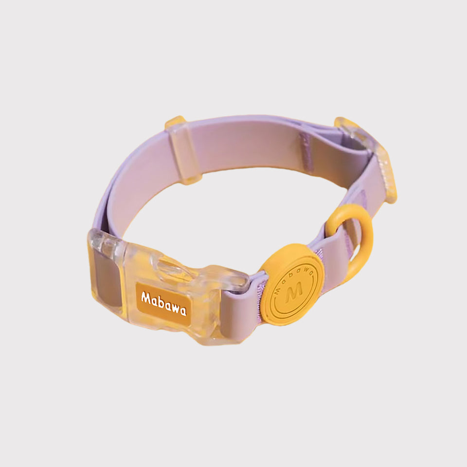 Pawful Moments adjustable soft silicone purple pet collar with clear clasp for dogs and cats