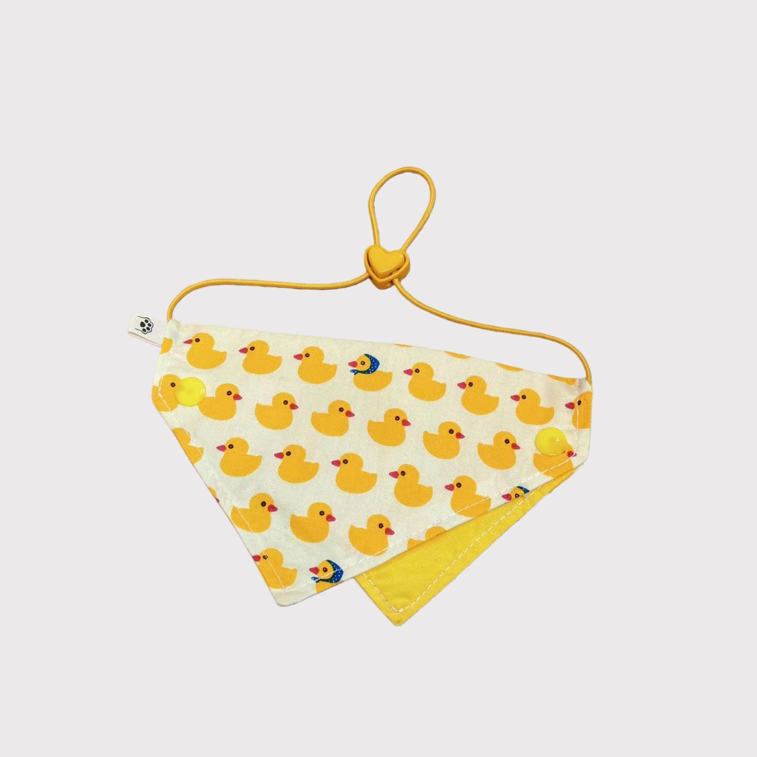 Pawful Moments cute duck print pet bandana with yellow tie for dogs and cats